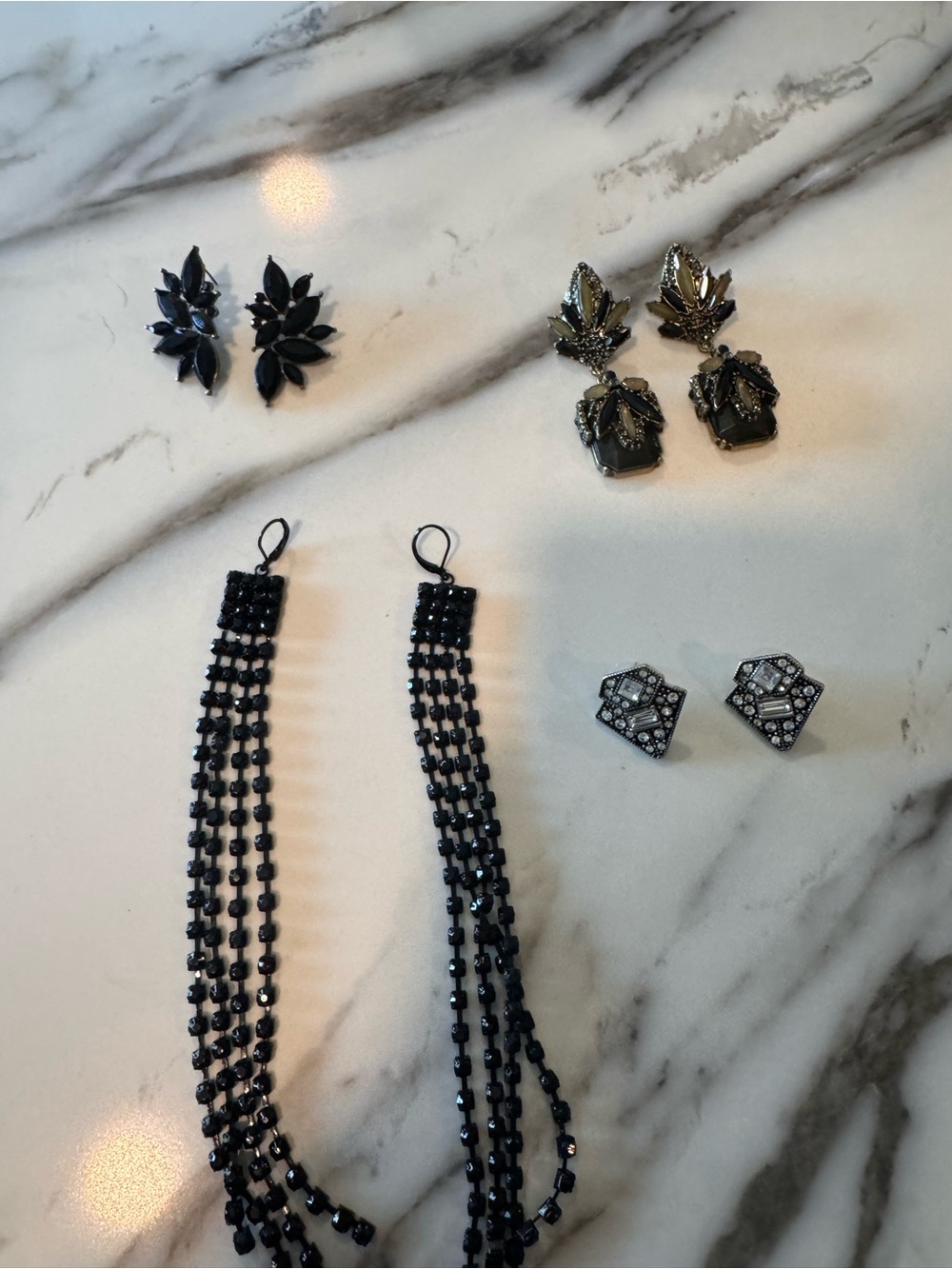 Black Multi-Style Women's Earring Set